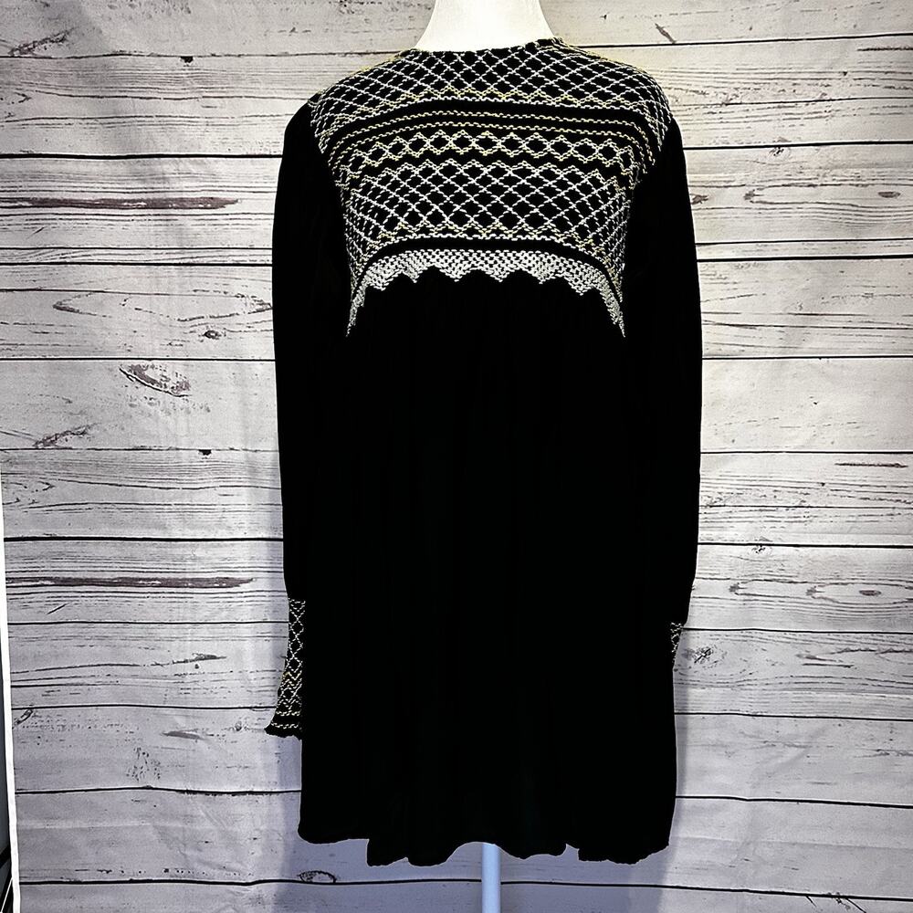 Free People Black Embroidered Dress Size Medium